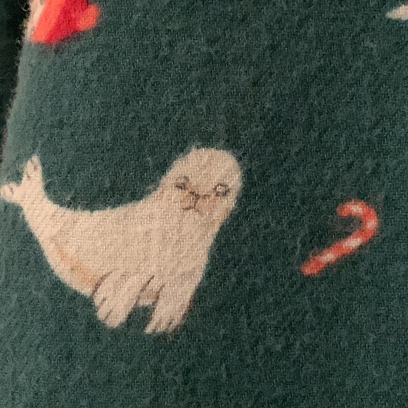 Christmas seal 🦭 pajama top long sleeved seals w hats candy canes used & cute - Picture 11 of 17